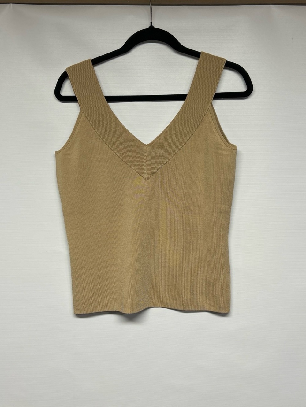 Dana Buchman V-Neck Knit Tank Top - Beige/Tan